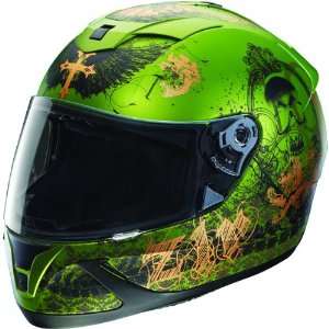  Z1R Jackal Full Face Motorcycle Helmet Pandora Green Small 