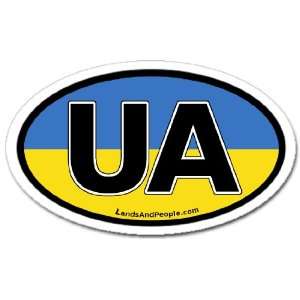  Ukraine UA Flag Car Bumper Sticker Decal Oval: Automotive