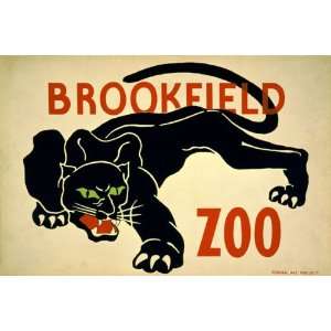BLACK PANTHER BROOKFIELD ZOO AMERICAN US USA VINTAGE POSTER CANVAS 