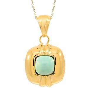    18K Yellow Gold Womens Turquoise Pendant Avianne & Co Jewelry