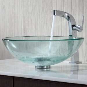   GV 101 12mm 15100CH Clear Glass Vessel Sink and Typhon Faucet Chrome