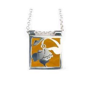  Silver Daffodil Stained Glass Necklace Marigold Jewelry