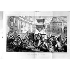  1872 Easter Day Rome Italy People Street Scene Lewis