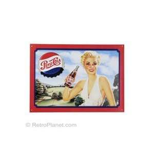 Pepsi Cola Blonde Metal Sign