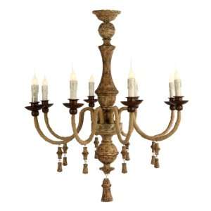  Turon Country Rustic Italian 8 Light Aged Gold Chandelier 