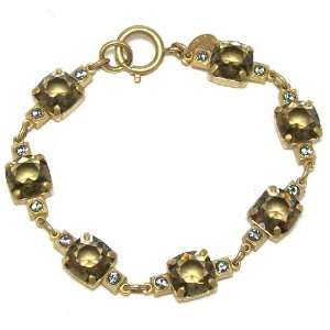 Catherine Popesco 14k Gold Plated Link Bracelet with Smokey Quartz 
