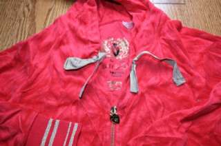 TWISTED HEART GLITZ TERRY HOODIE RED HOT PETITE & LARGE NEW SALE $115 