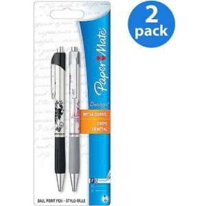  Paper Mate Floral Design 2 Pack Metal Barrel Pens Case 