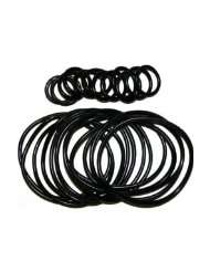 12 Rubber Bracelets with 12 Rings In Black