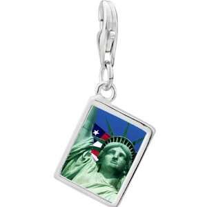   Travel Statue Of Liberty Photo Rectangle Frame Charm Pugster Jewelry