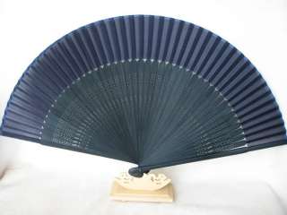 Chinese Japanese Folding Blue Silk Hand Flower Bamboo Asian Pocket Fan 