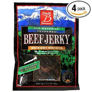 Double B Beef Jerky, Pepper, 3.5 Ounce Bag (Pack of 4)  