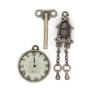  Blue Moon Trinket Shoppe Metal Charms 3/Pkg Time Clock 