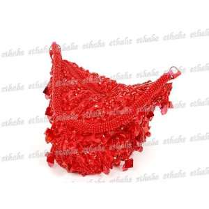  Chinese Sequin Triangle Handbag Purse Clutch Red Baby