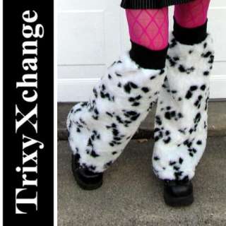 DIY LEG WARMERS BOOT COVERS White Dalmation Dog Costume  