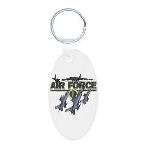 Aluminum Oval Keychain US Air Force with Planes and Fighter Jets with 
