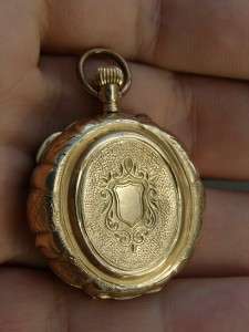Rare antique 14k Gold&enamel ladies pendant watch c1890  