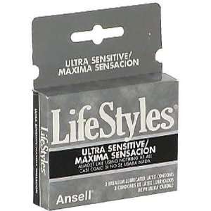 LifeStyles Bilingual Packaging 1708 Ultra Sensitive Condoms   3 Count