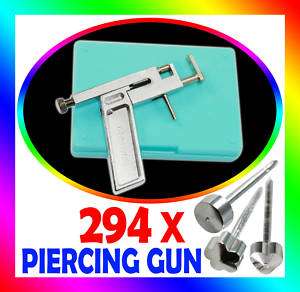 Ear Piercing Gun + 3 Diff Kinds 147pairs 294 Studs New  