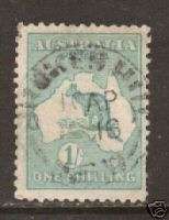 Australia Sc 42 used. 1915 1s Kangaroo & Map  