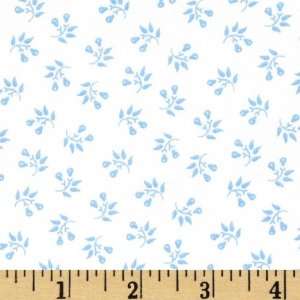  44 Wide Positively Pastel Buds Blue/White Fabric By The 