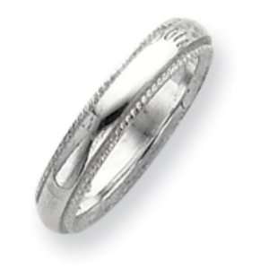  SS 4mm Millgrain Comfort Fit Band ring: Jewelry