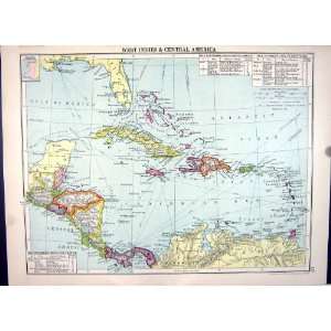   Map 1920 Cuba Haiti Bahama Hondura Caribbean Jamaica Trinidad Home