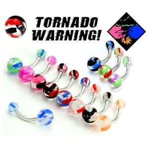 14g 12g 10g TORNADO WARNING Navel Belly Button Jewelry  14g 9/16~14mm 