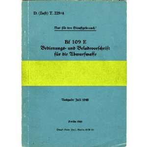  Messerschmitt Me 109 E Aircraft Operating Manual Sicuro 