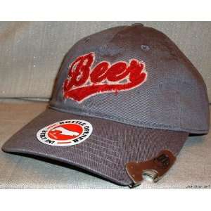  BEER Logo Gray Baseball Cap / HAT w/ Bottle Opener 