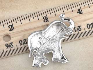   Crystal Rhinestone Silver Tone Baby Trunk Elephant Pin Brooch  