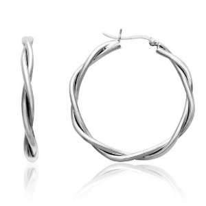   Polished Double Twist Click Top Hoop Earrings (1.6 Diameter) Jewelry