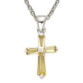   Silver .925 Cross Necklace with Birthstone November Topaz Baguette