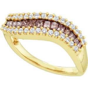 Amazing Ring Made in 14K Yellow Gold, Adorned with 47 Sparkling Brown 