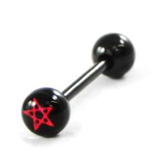  Tongue piercing Etoile red black. Jewelry