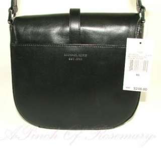 Michael Kors Tilda Medium Leather Saddle Bag Purse Black 885949336904 