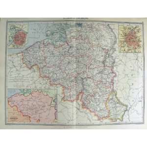   HARMSWORTH MAP 1906 BELGIUM LUXEMBURG BRUSSELS ANTWERP