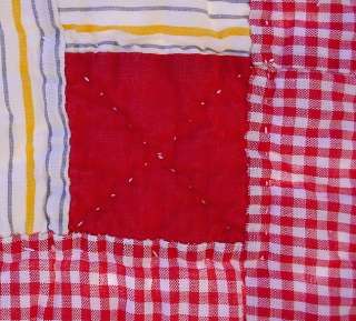 Vintage Hand Stitched Sewn 77 X 72 Block Patchwork Quilt  