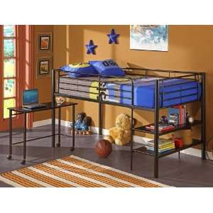  Walker Edison Twin Loft Bed with Storage and Desk: Home 
