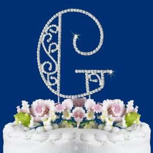   CRYSTAL WEDDING CAKE TOP MONOGRAM LARGE LETTER G 