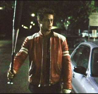 Fight Club Red & White leather jacket FREE SHIPPING  