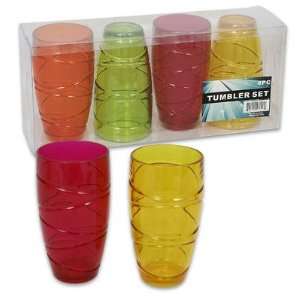  Set of 4, Colorful Plastic Tumblers, 6 Inch X 3.25 Inch 