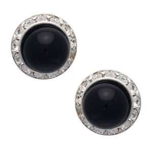  Zara 21mm Large Silver Black Pearl Post Earrings Jewelry
