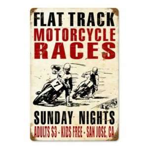  Motorcycle Races Vintage Metal Sign Flat Track