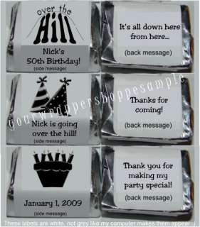 OVER THE HILL 30th 40th 50th Mini Candy Wrappers Favors  