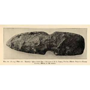  1910 Print Flint Celt Stone Age Cutting Tool Archeology 