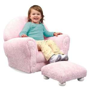  Rocking Chair for Kids   Pink Chenille Rocker with Ottoman 