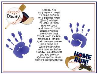 DADDY Teach Me Poem~BASEBALL Handprints Fathers Day  