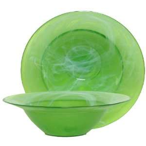   Art Glass Large Lime Green Saturn Bowl 14D, 4H: Home & Kitchen