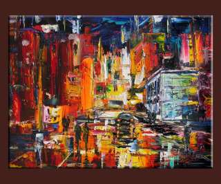 painting CITY RAIN ARCHITECTURE MODERN ABSTRACT NIGHT  